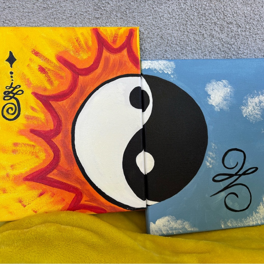 Yin Yang Sun and Sky Canvas Wall Art